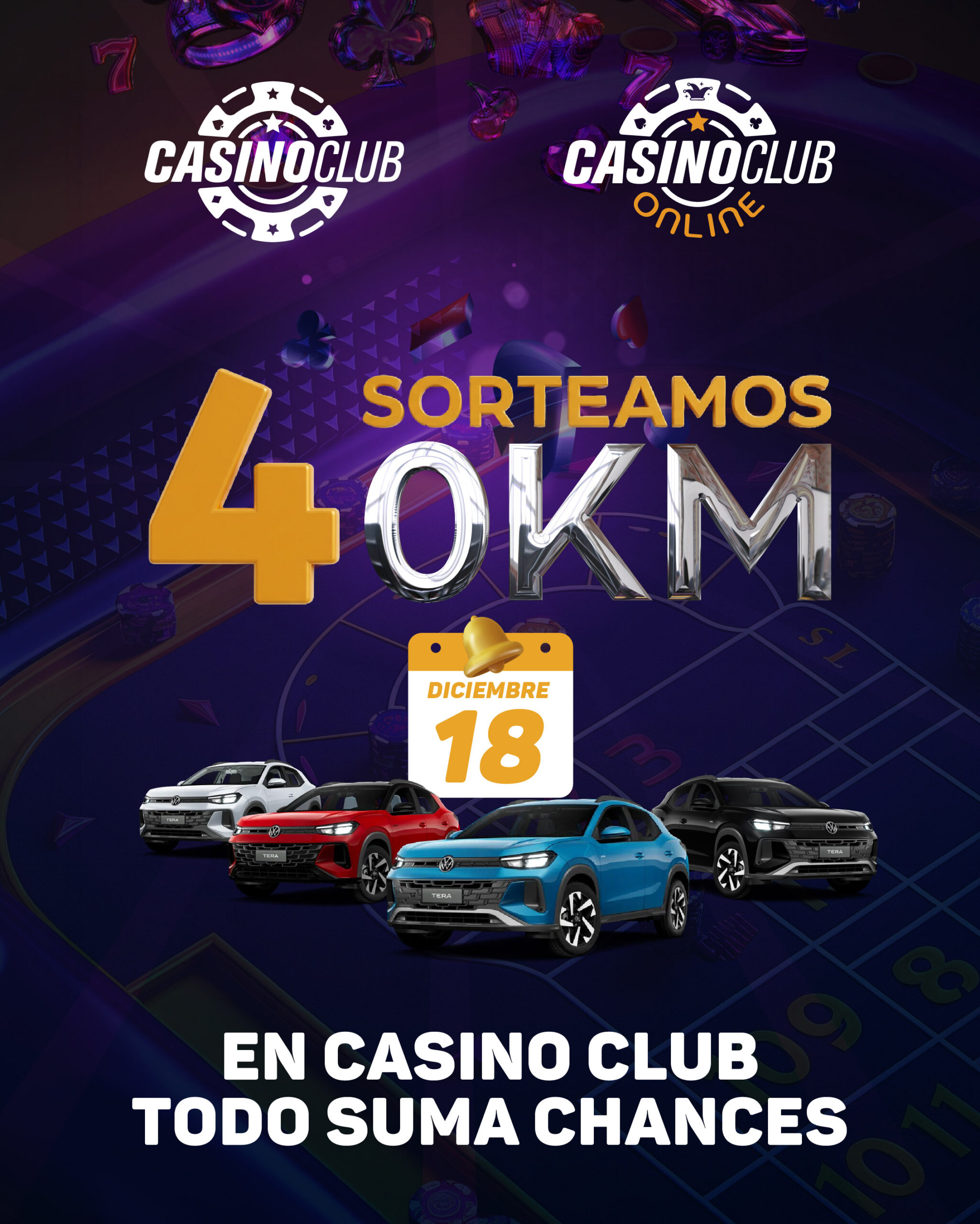 Casino Club lanza “Tu suerte en marcha”: se sortearán cuatro 0km en diciembre